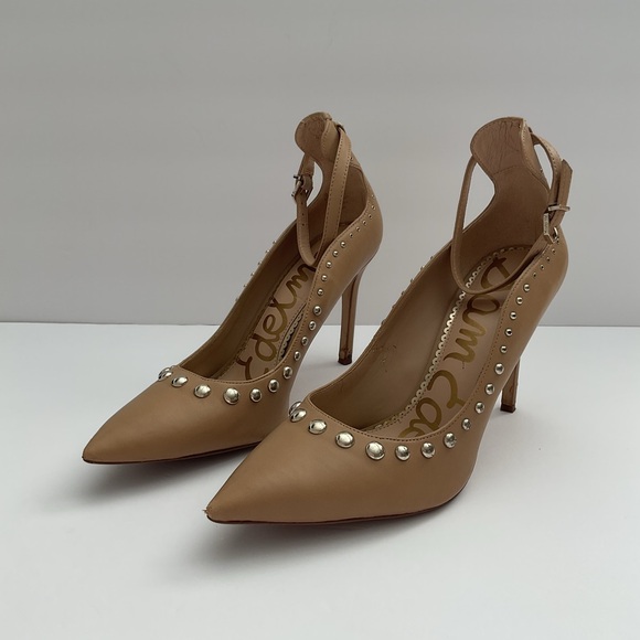 Sam Edelman Tan Leather Studded Heels Helen Size 9.5 - Picture 2 of 15